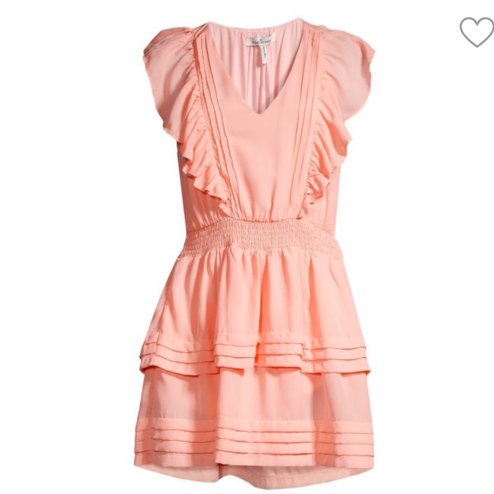 EMMIE ROSE Blush Pink Ruffle Tiered Mini Dress S - Picture 2 of 10